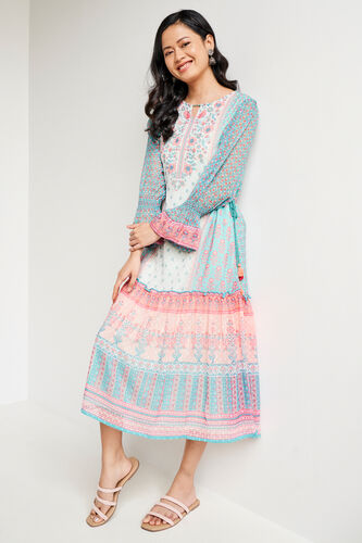 Sage Green Floral Flared Dress, Sage Green, image 5
